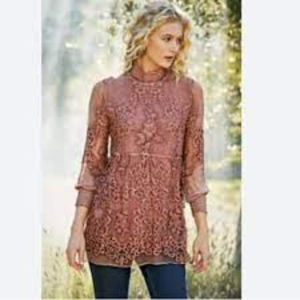 NWT Soft Surrounding Demi Silk Tunic Top Size XL Dusty Rose